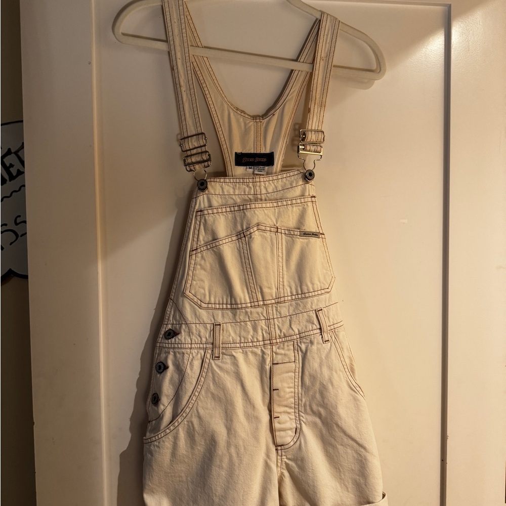 Guess Vintage White / Cream Denim Overall Shorts